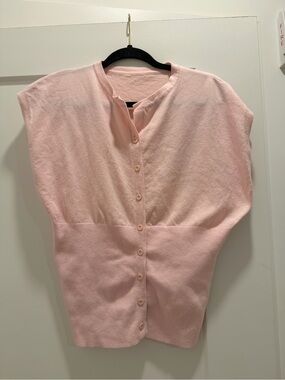 Women's Light Pink Button-Front Knit Top